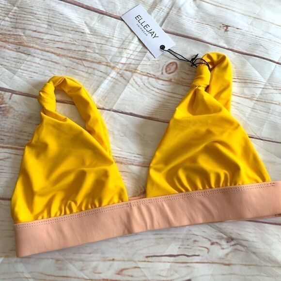 NWT Ellejay Yellow & Tan bikini top - Picture 1 of 2